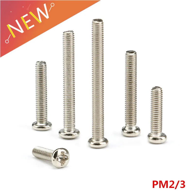 100 шт./лот с круглой головкой philips саморезы PM2/3 M2 M3 ISO7045 DIN7985 GB818 PM шурупы phillips |