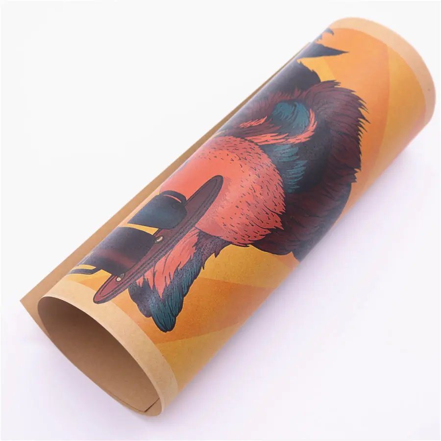 

ROOSTER and COFFEE Kraft Paper Poster Vintage Living Room Painting Wall Sticker living room Bar Cafe poster 45.5x31.5cm