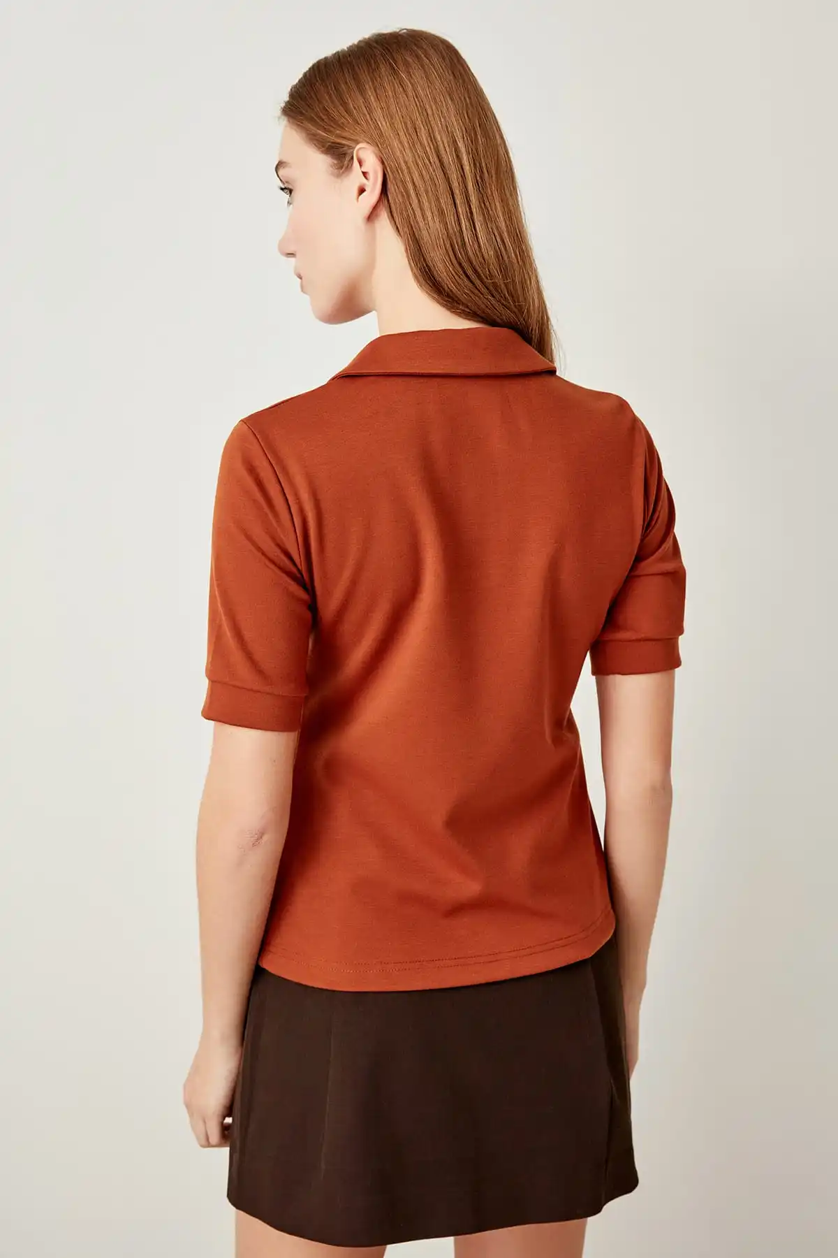 Трикотажные футболки поло Trendyol Cinnamon TCLSS19OS0006|Футболки| |