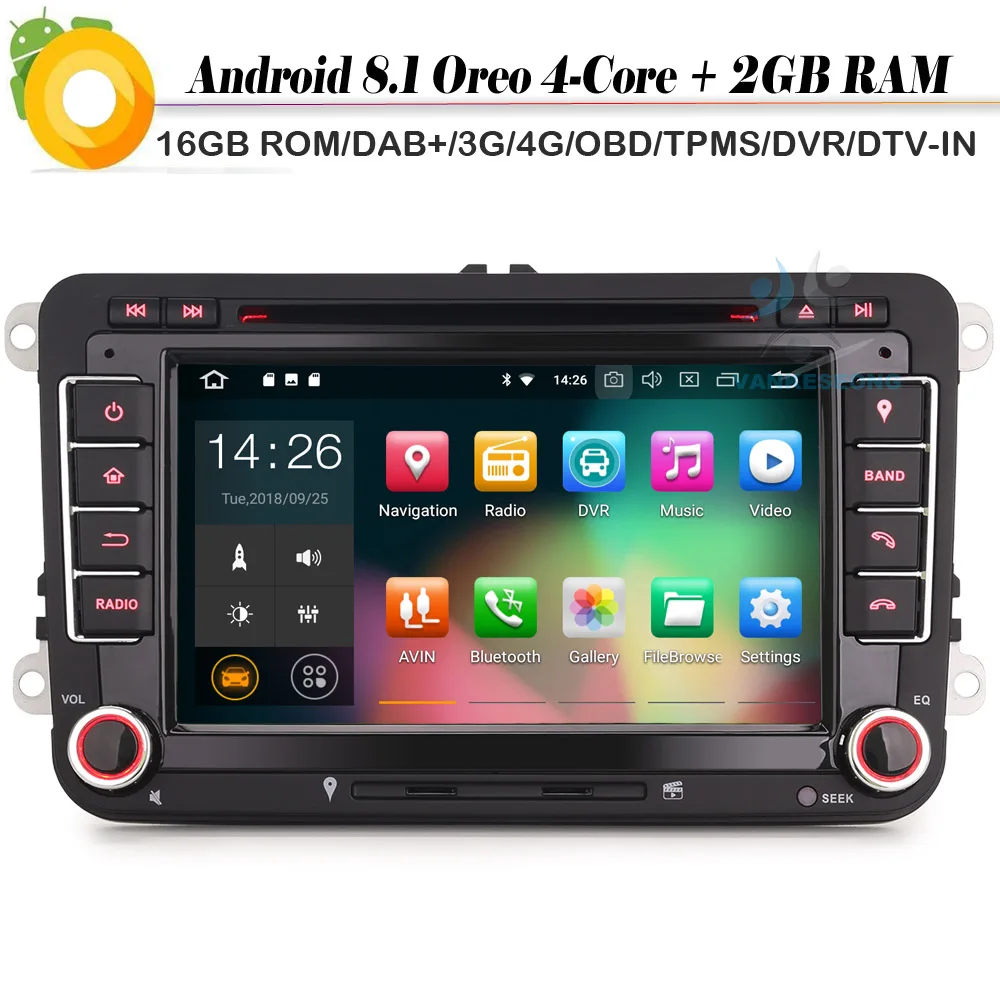 Четырехъядерный DAB + Android 8 1 Авторадио NAVI WiFi 4G DVR OBD DVT IN Bluetooth автомобильный CD плеер