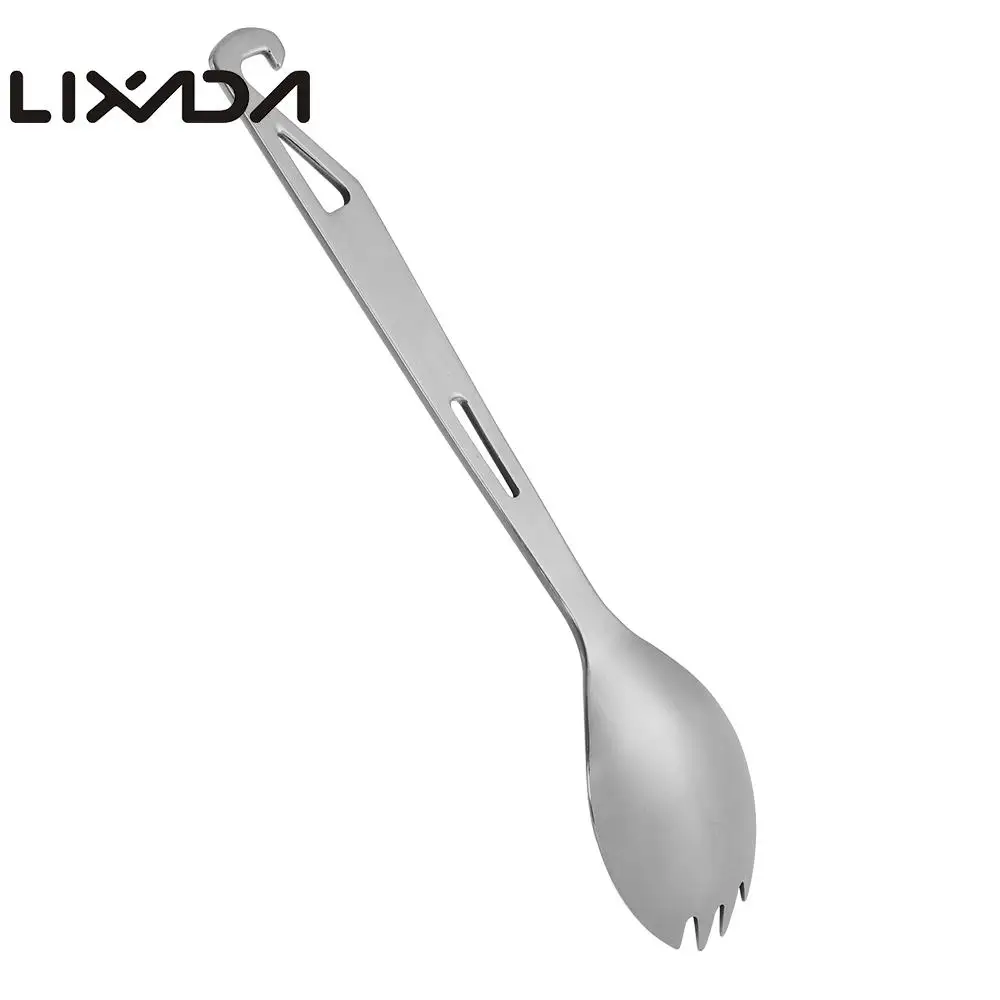 Вилка спора Lixada из нержавеющей стали с длинной ручкой и открывалкой для