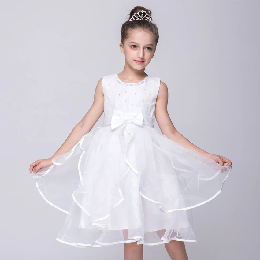 Beading Sleeveless Dresses for Girls Wedding Birthday Party Ruffles Evening Girl Costume Princess Dress | Детская одежда и обувь