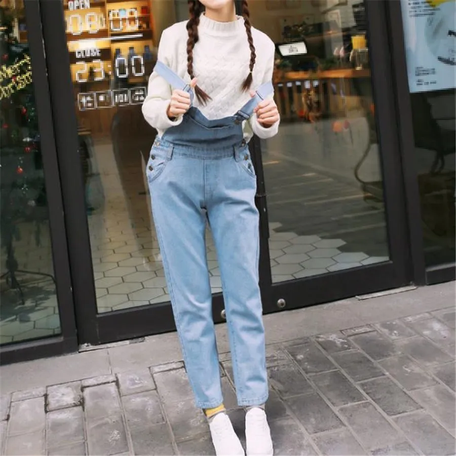Новинка 2019 весенний винтажный джинсовый комбинезон регулируемый ремень Женские