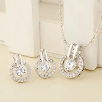 women jewelry classic necklace rhodium plated austrian crystal round pendant elegant women jewelry necklace free shopping