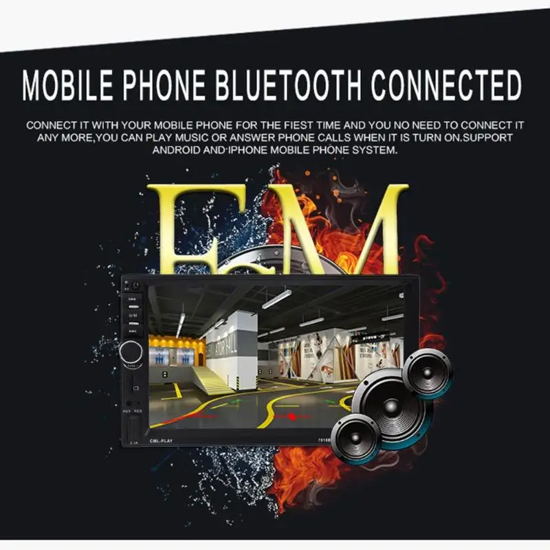 7-дюймовый 1080P плеер MP5 цифровой дисплей Bluetooth 2din автомобильный резервный монитор