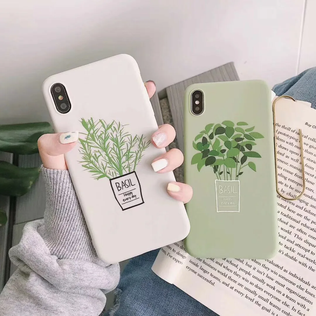 Чехлы для телефонов с принтом зеленых листьев ваза буквенным узором Apple iPhone 7 Plus XR