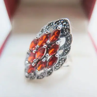

Real Pure S925 Sterling Silver & Garnet Women's Amazing Ring/ 28*16mm