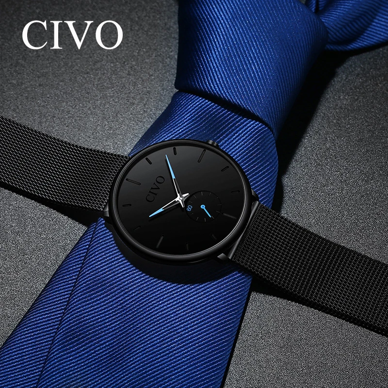 2019 CIVO простые мужские часы Лидирующий бренд Роскошные Бизнес наручные тонкие