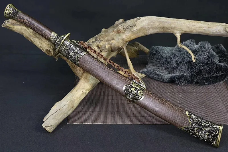 Qing Dynasty прямой клинок КИТАЙСКИЙ ручной работы Дамасская сложенная сталь + ГЛИНА