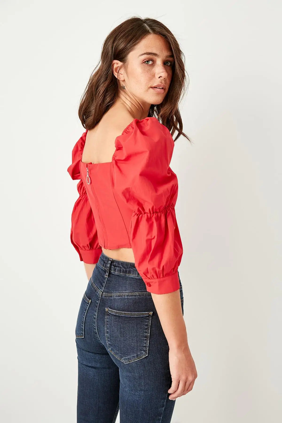 Trendyol Red bhuzgülju Bluz TWOSS19XB0036 |