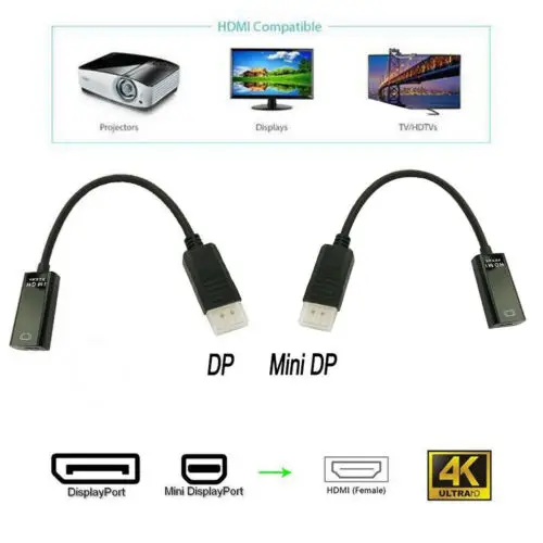Горячий 2019 порт дисплея к HDMI активному адаптеру 4K UHD Ultra HD 1080P видео аудио