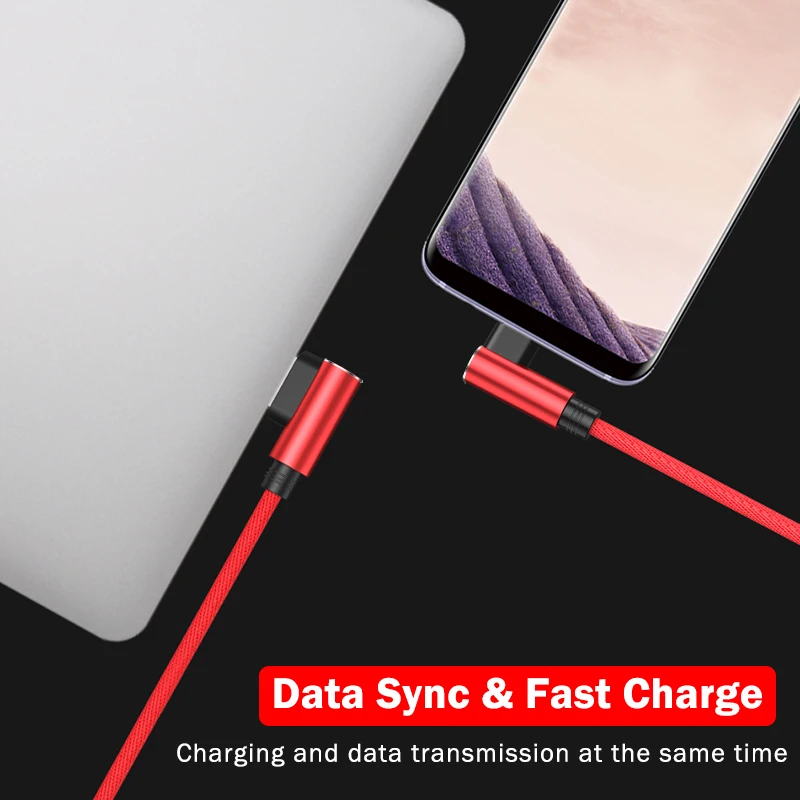 Кабель Usb Type C 90 градусов 2 4 А для Samsung S9 S10 A51 Xiaomi mi|Кабели мобильных телефонов| |