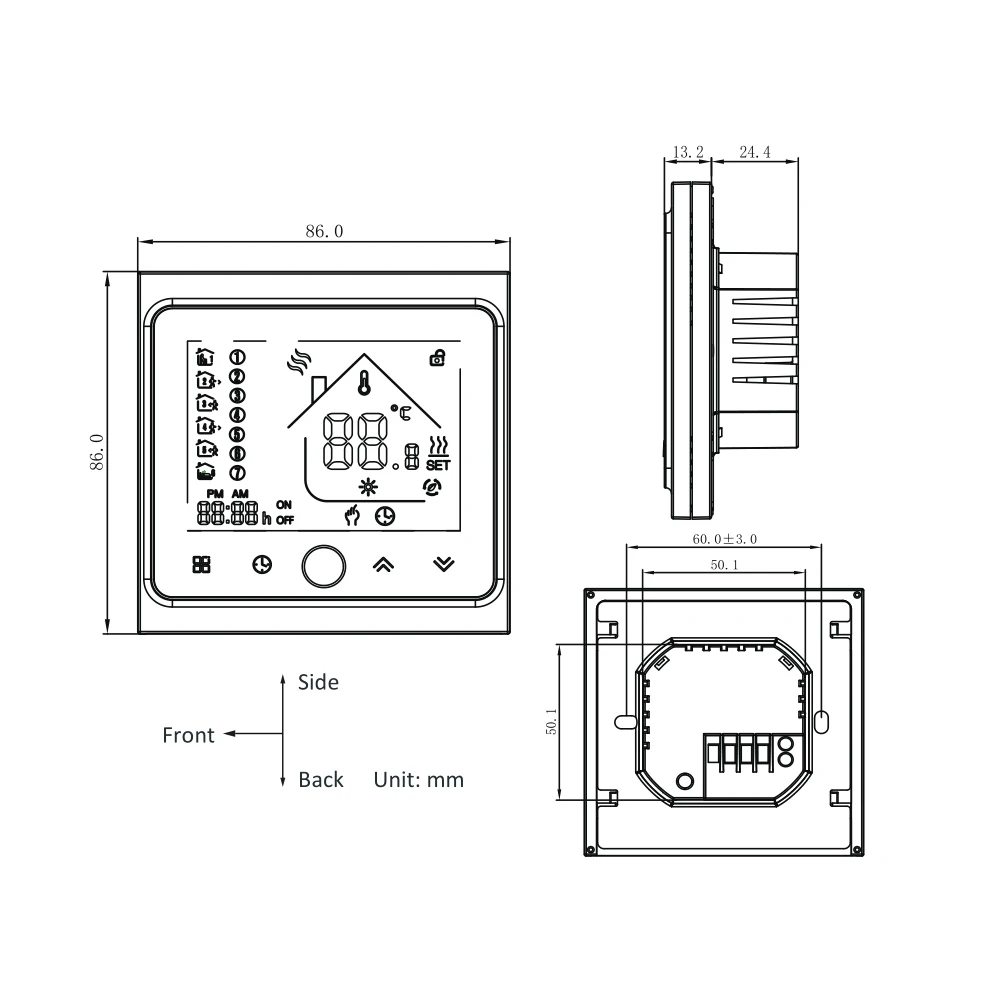 

Smart Thermostat Temperature Controller Electric Water Heating Thermostat with Touchscreen LCD Display Temperature Controller
