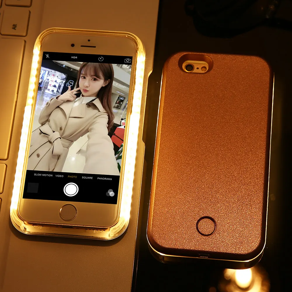 For iPhone 7 8 Plus X LED Case KISSCASE светодиодный свет телефон чехол для XS Max XR 6 6s селфи плюс 5 5S SE