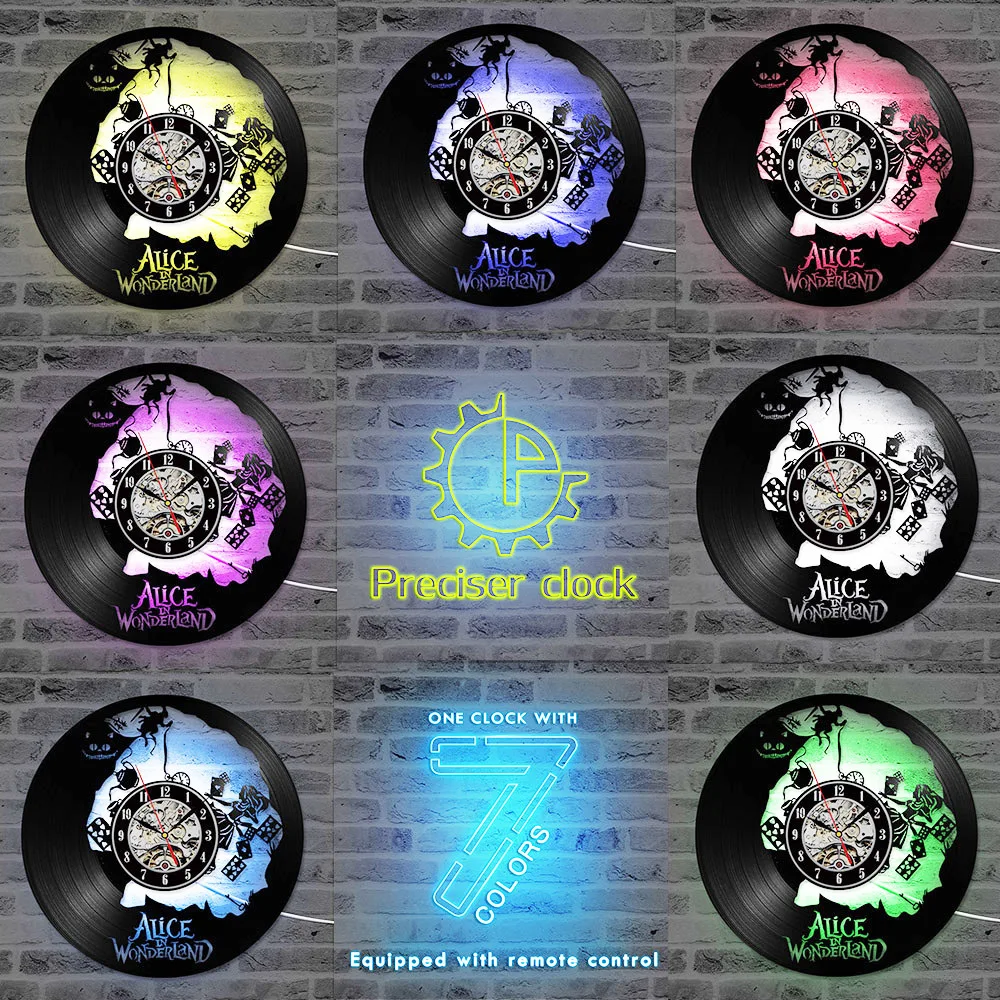 Алиса в стране чудес мультфильм тема Cd Запись часы антикварная виниловая запись
