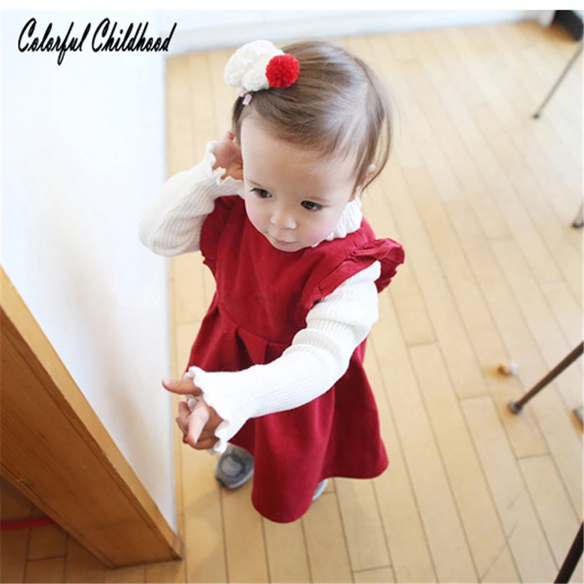 1-4T kids winter/autumn clothes girls sleevess flare sleeve sweet infant/toddlers gold velvet dress princess style wedding&ampparty | Детская