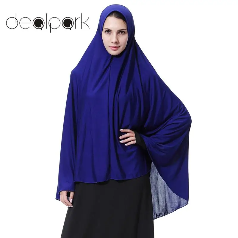 

Мусульманская молитвенная одежда, женские длинные Хиджабы, мусульманский Рамадан, арабский скромный Однотонный женский шарф с полным покр...