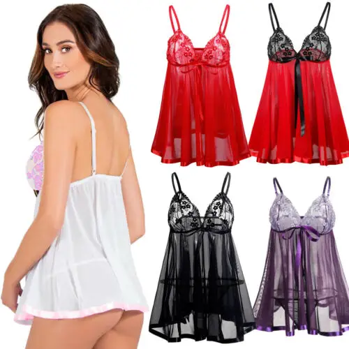 Сексуальное нижнее белье кружевное платье Babydoll женское Ночное боди |