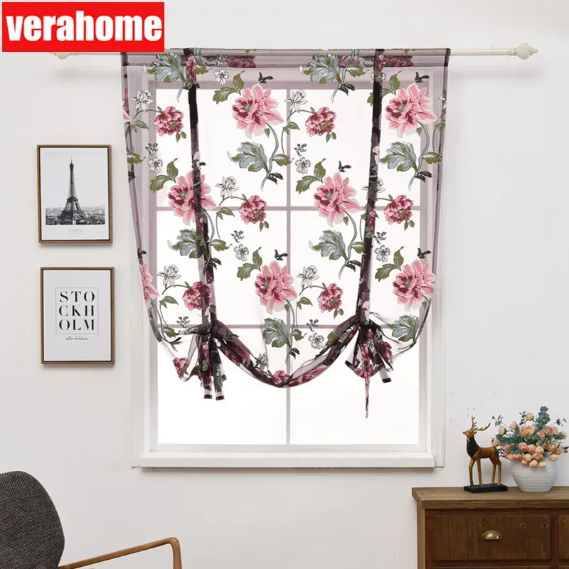 Verahome цветочные римские короткие оконные шторы для спальни гостиной кухни