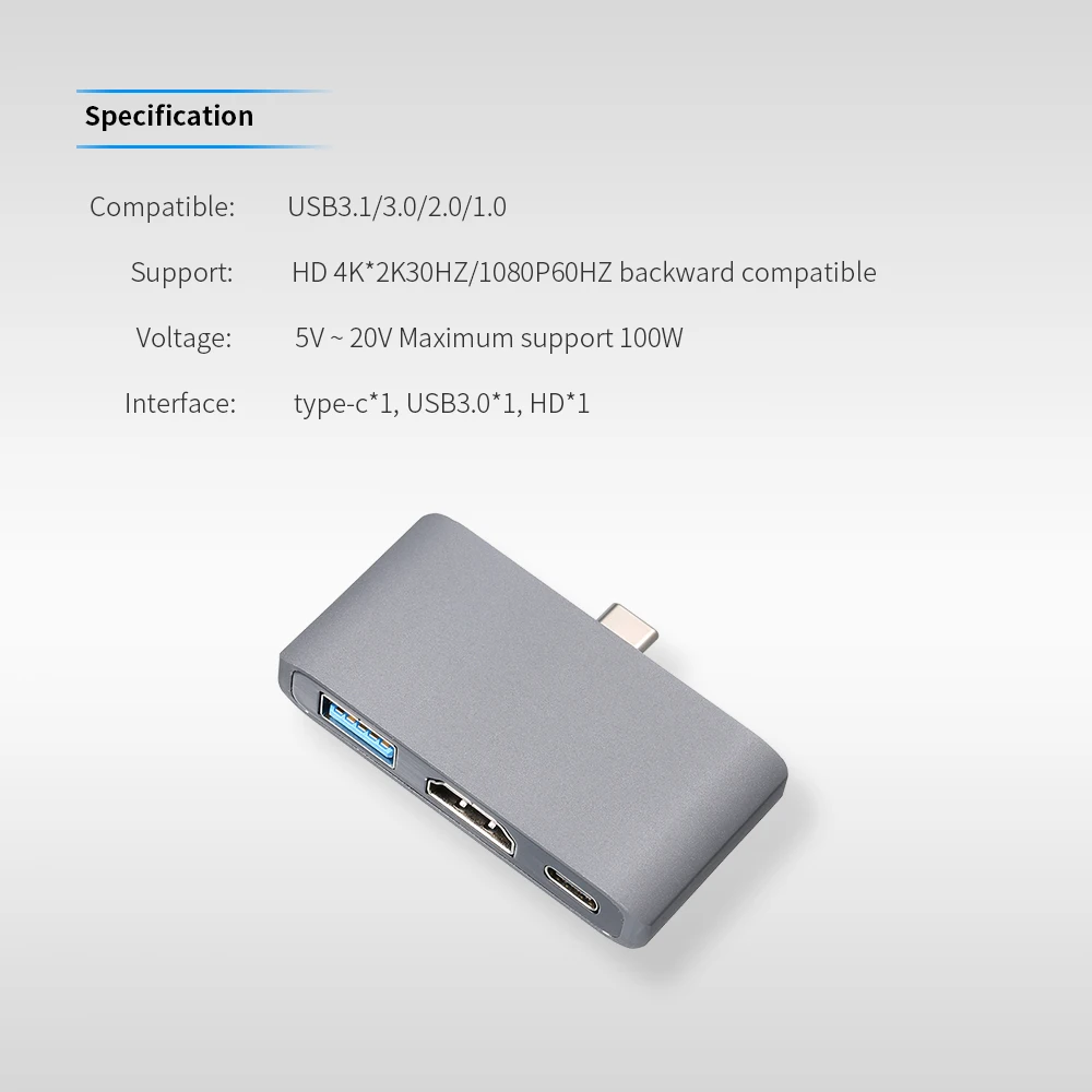 Type C в HD/USB3.1 многопортовый адаптер 3 1 концентратор конвертер 4K UHD быстрая передача