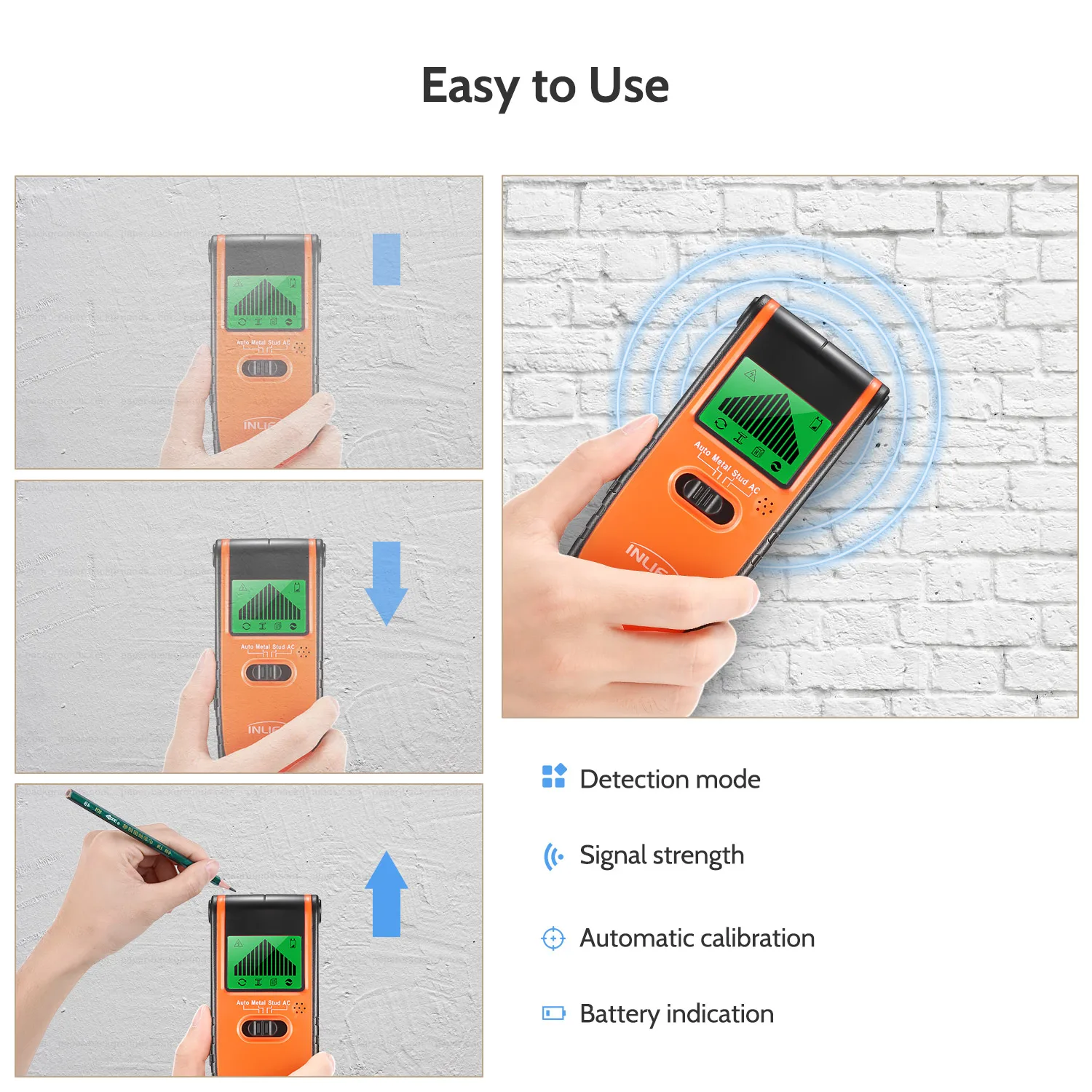 Inlife TH115 металлоискатель 3 в 1 Стад искатель древесины AC живой провод настенный