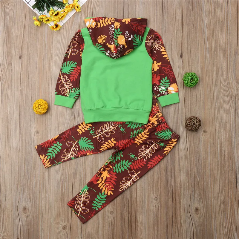 New Casual Baby Girl Autumn Spring Outfit Long Sleeve Hooded Sweatshirt Top+Long Floral Pants Clothes Patchwork Set Toddler 2Pcs | Детская