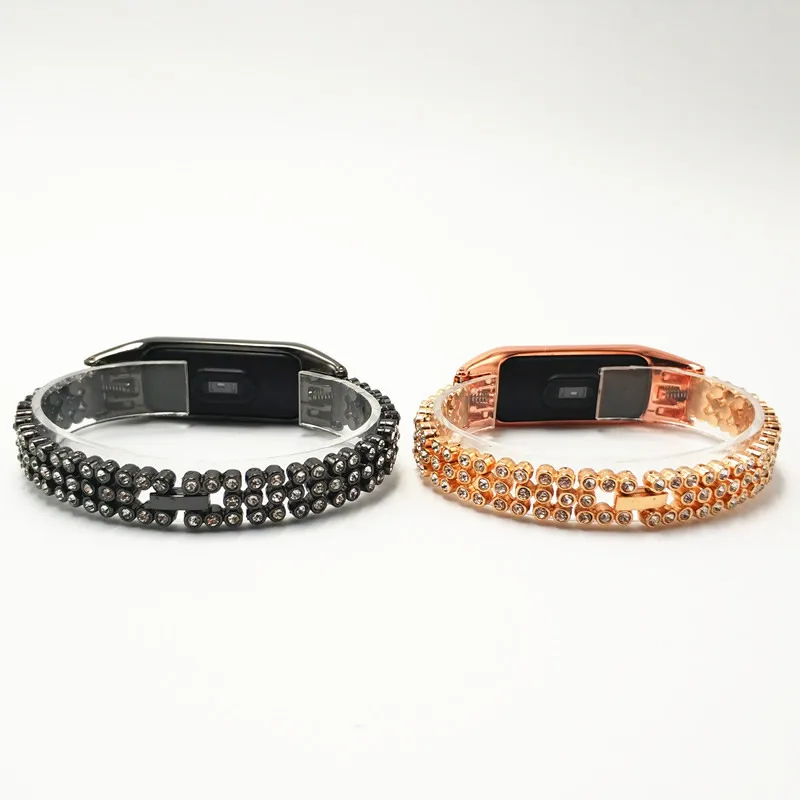 Браслет из нержавеющей стали с бриллиантами для Xiaomi Band 3 4|Ремешки часов| |