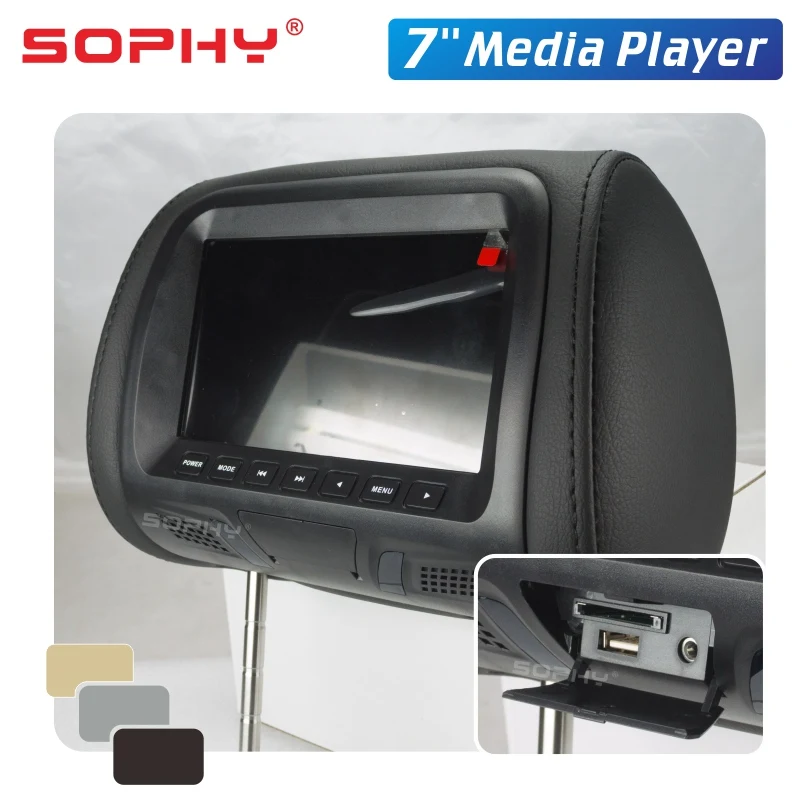 $376.00 Universal 7 inches Automobile Car Headrest Monitor Rear Seat Entertainment Multimedia Player General AV USB SD MP4