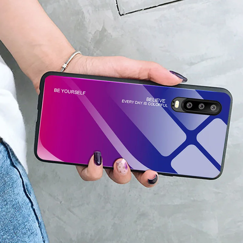 Alesser для huawei P30 Lite градиентный стеклянный чехол телефона Pro устойчивый к царапинам