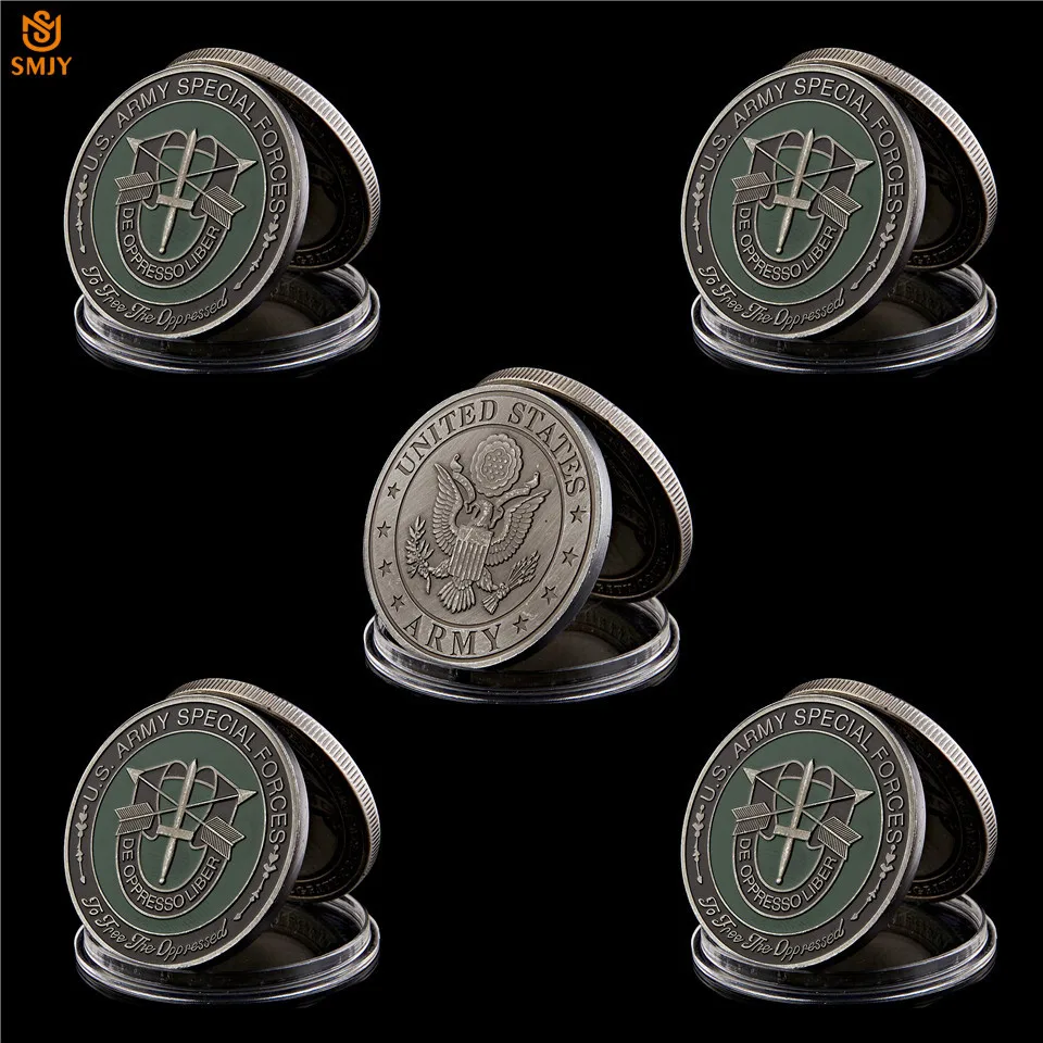 

5Pcs/Lot US Army Special Forces De Oppresso Liber Military Green Berets Commemorative Challenge Metal Coin Collection.