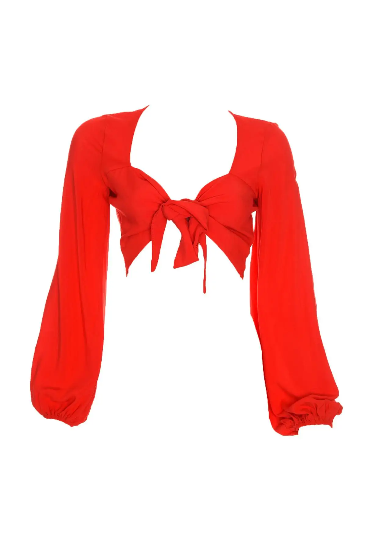 Trendyol красная вискозная шнуровка detayli Bluz TBESS19BB0085 |