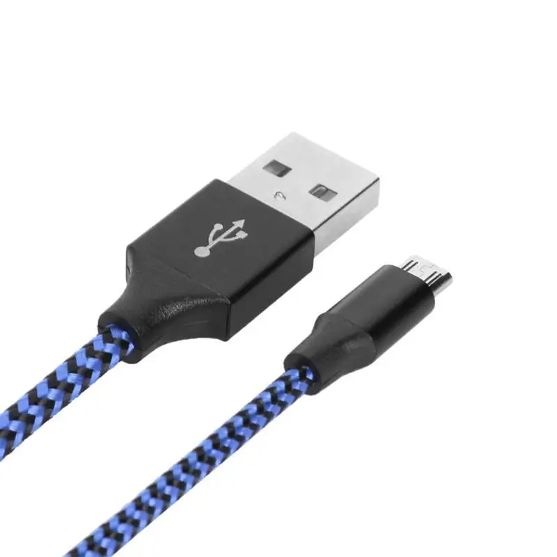 Синий Micro USB нейлоновый Плетеный 5 V 2A зарядный кабель для передачи данных