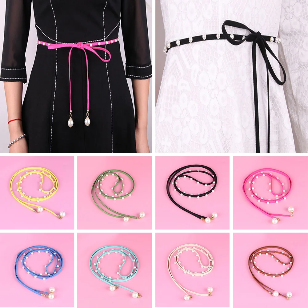 1 длинный декоративный жемчужный кожаный ремень поясная цепочка веревка