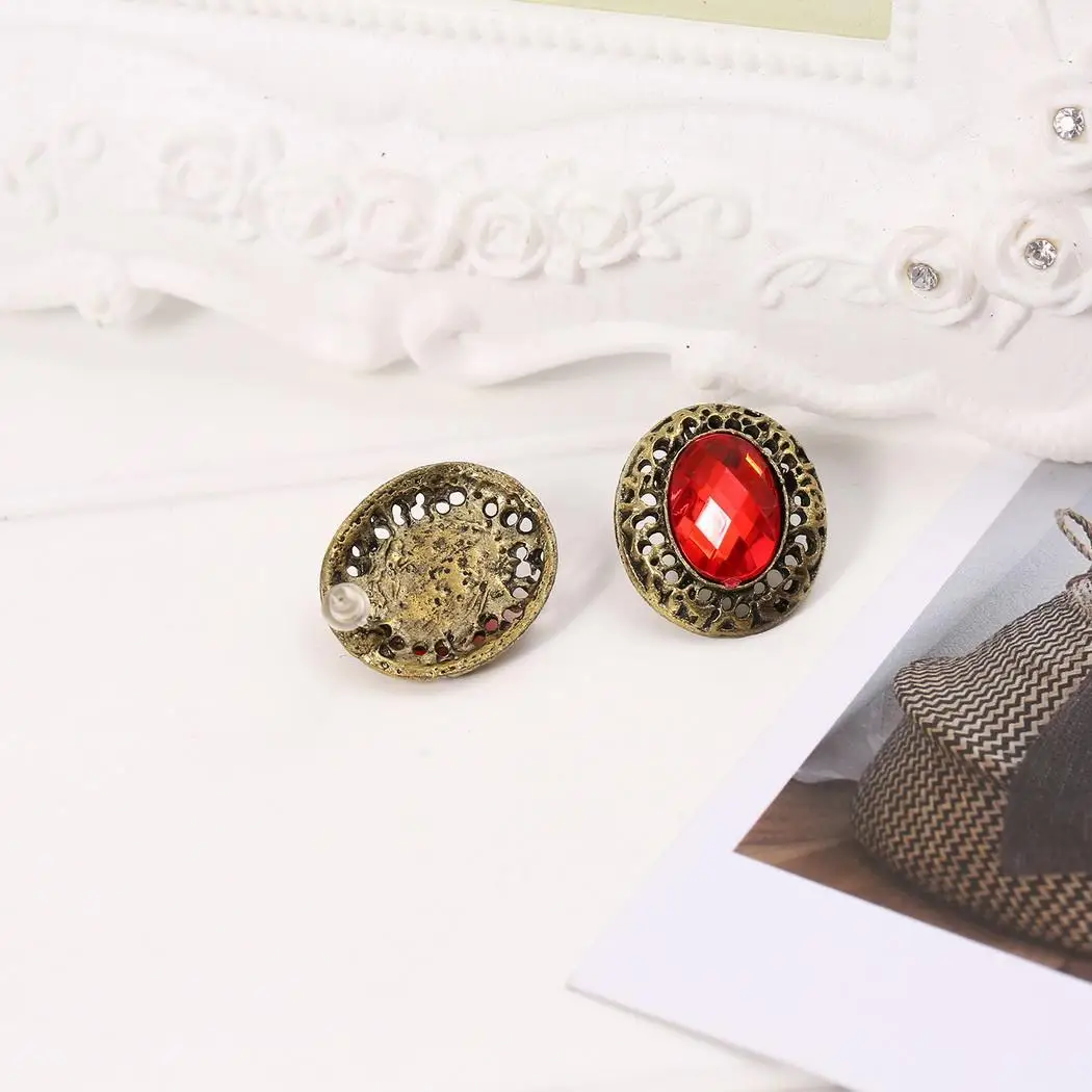 Plug Out Stud Casual Oval Alloy Artificial Hollow Black Crystal Elegant Red Women's Earrings in | Украшения и аксессуары