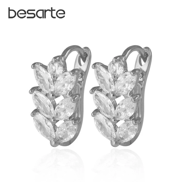

Clear Crystal Earings Leaf Gold Hoop Earrings For Women Bijoux Brincos Ouro Kolczyki Aretes Mujer Korean Fashion Jewelry E0411