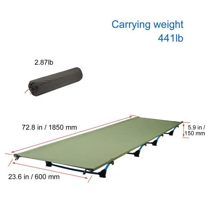 Ultralight Camp Bed 200KG Bearing Breathable Waterproof Nylon 7001 Special aviation aluminum Surface 1200g | Спорт и развлечения