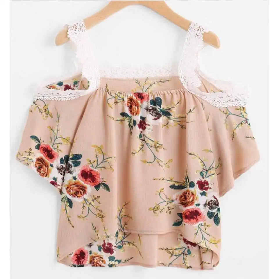 

Топ женский шифоновый на бретельках с коротким рукавом, повседневная пикантная майка, модная рубашка, лето 2020