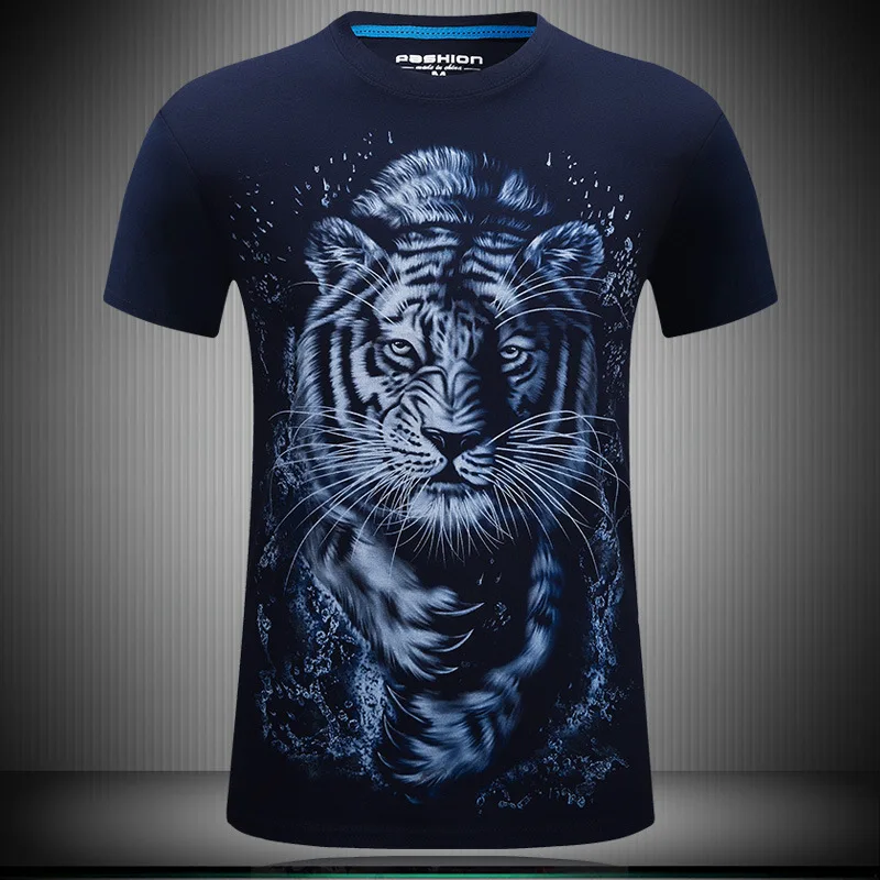 3d Трехмерная круглая горловина белый тигр Новая мода Футболка Camisa унисекс