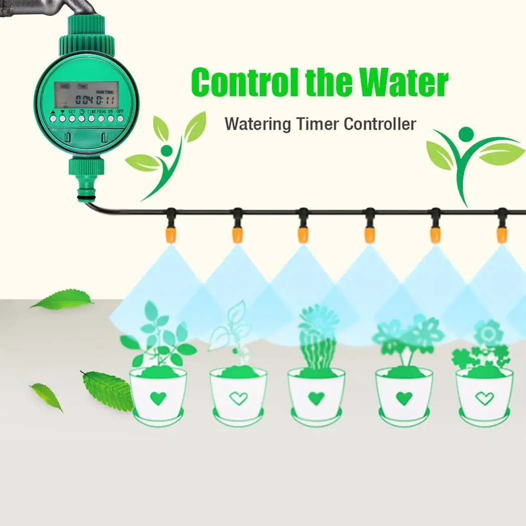 Прочный ЖК-дисплей автоматический таймер полива электронный 2 батарейки ААА (не
