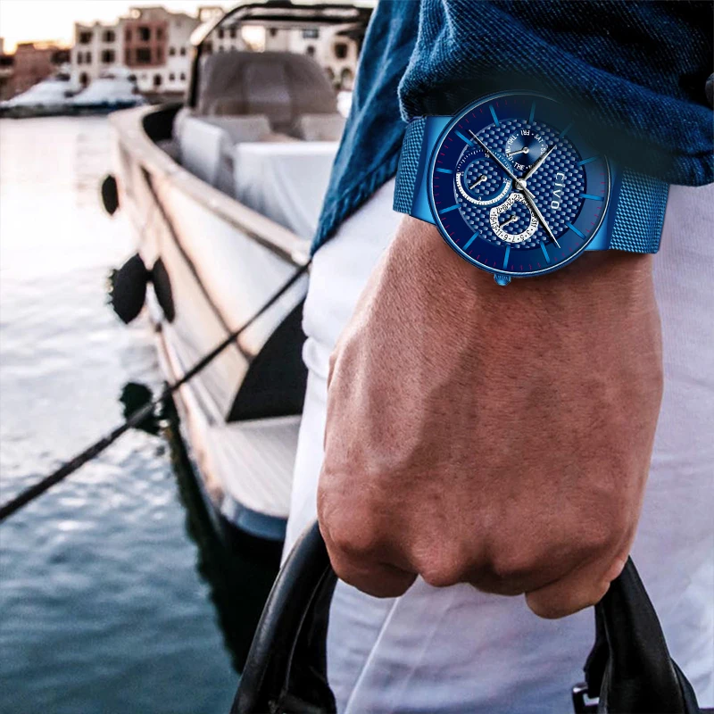 

CIVO 2019 Military Top Brand Luxury Waterproof Ultra Thin Date Clock Male Steel Strap Casual Quartz Watch Men Sports Wrist Watch