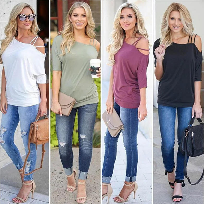 2019 женское однотонное модное на одно плечо повседневные свободные топы с