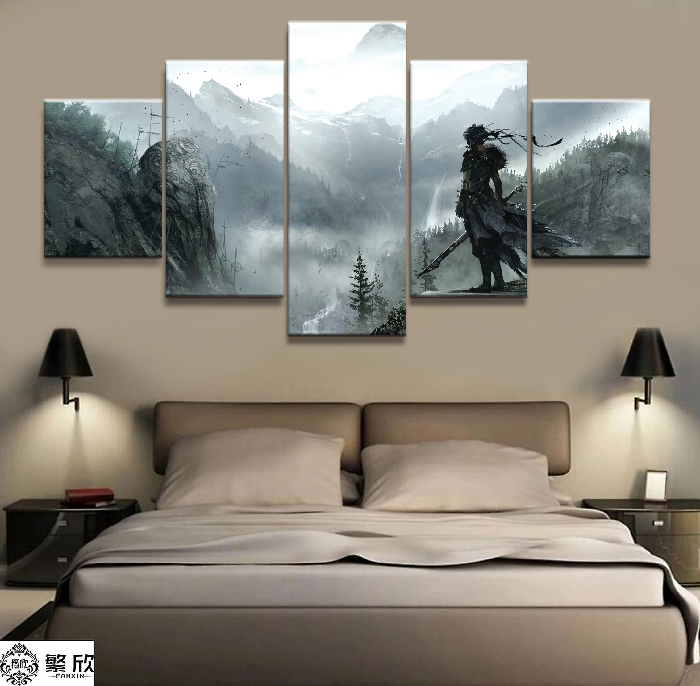 

5 Piece Hellblade: Senua's Sacrifice Game Poster Paintings on Canvas Fort Cartoon Nite Wall Pictures Decor Canvas Wholesale