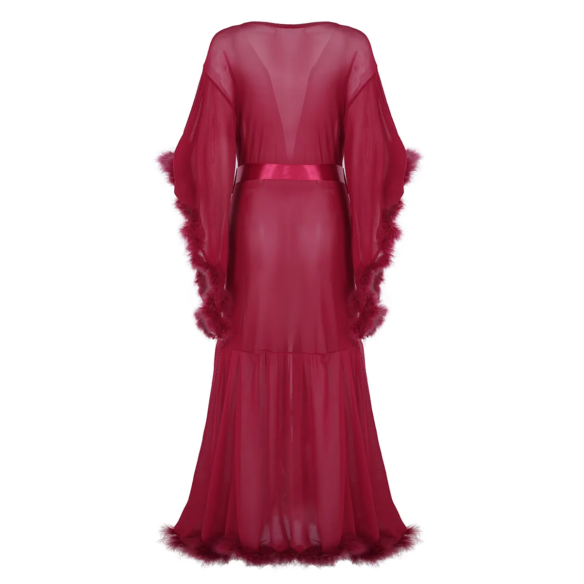 TiaoBug женское Сетчатое прозрачное длинное нижнее белье с рукавами-фонариками и