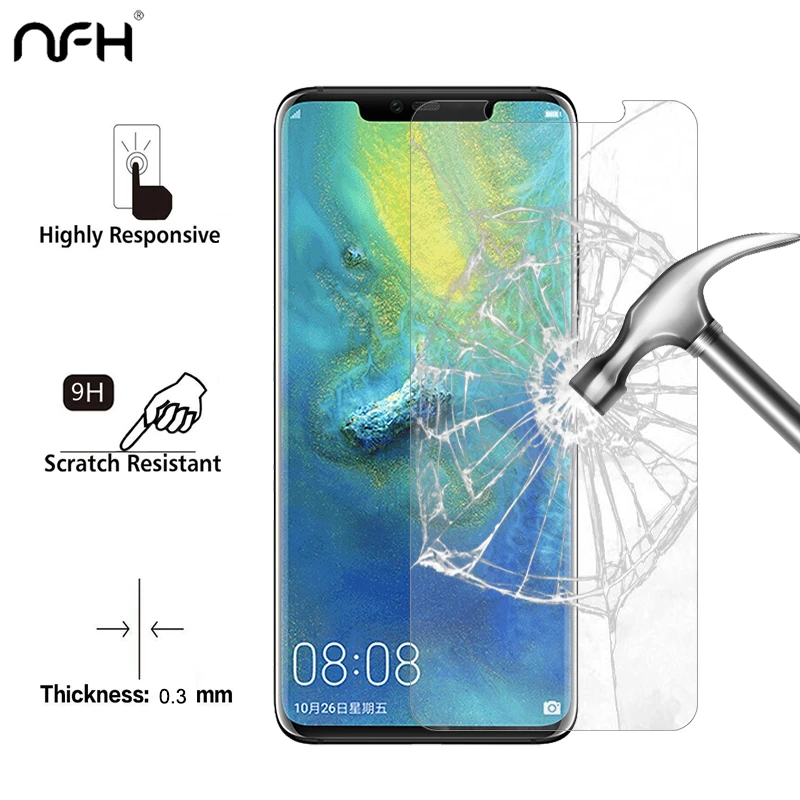 Закаленное стекло для Huawei Mate 20 Pro 2 шт. 3 Защита экрана 2.5D HD защитный чехол