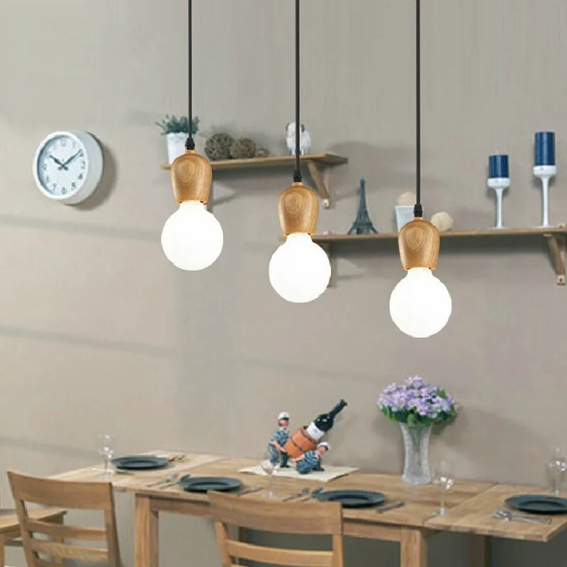 Северная Европа винтажный подвесной светильник из дуба Ретро лампа E27 розетка