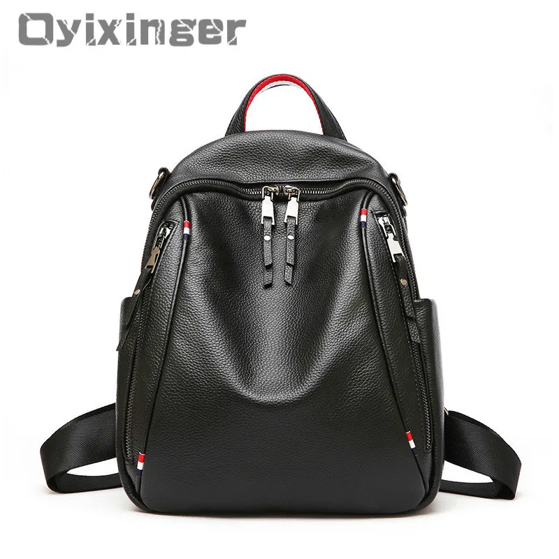 

New Women Backpack Genuine Leather Shoulders Bag For Woman Daily Trendy Backpacks Female Travel Bagpack Women's Bags Sac A Dos