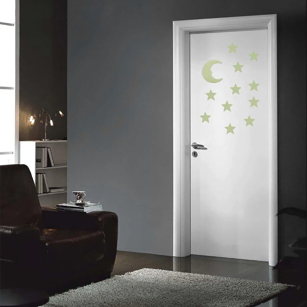 12 шт./компл. Светящиеся в темноте светящиеся звезды луна флуоресцентные