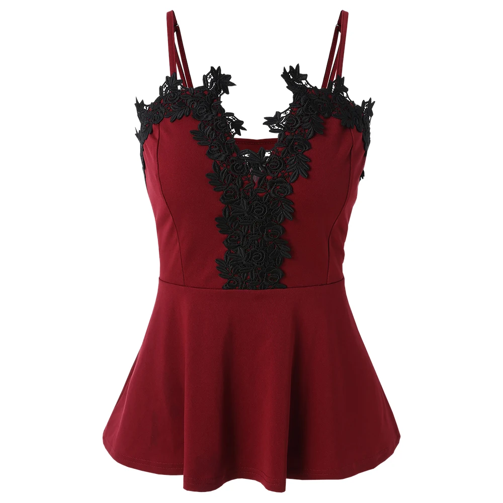 Женские топы размера плюс Топики топики с баской на тонких бретелях топ