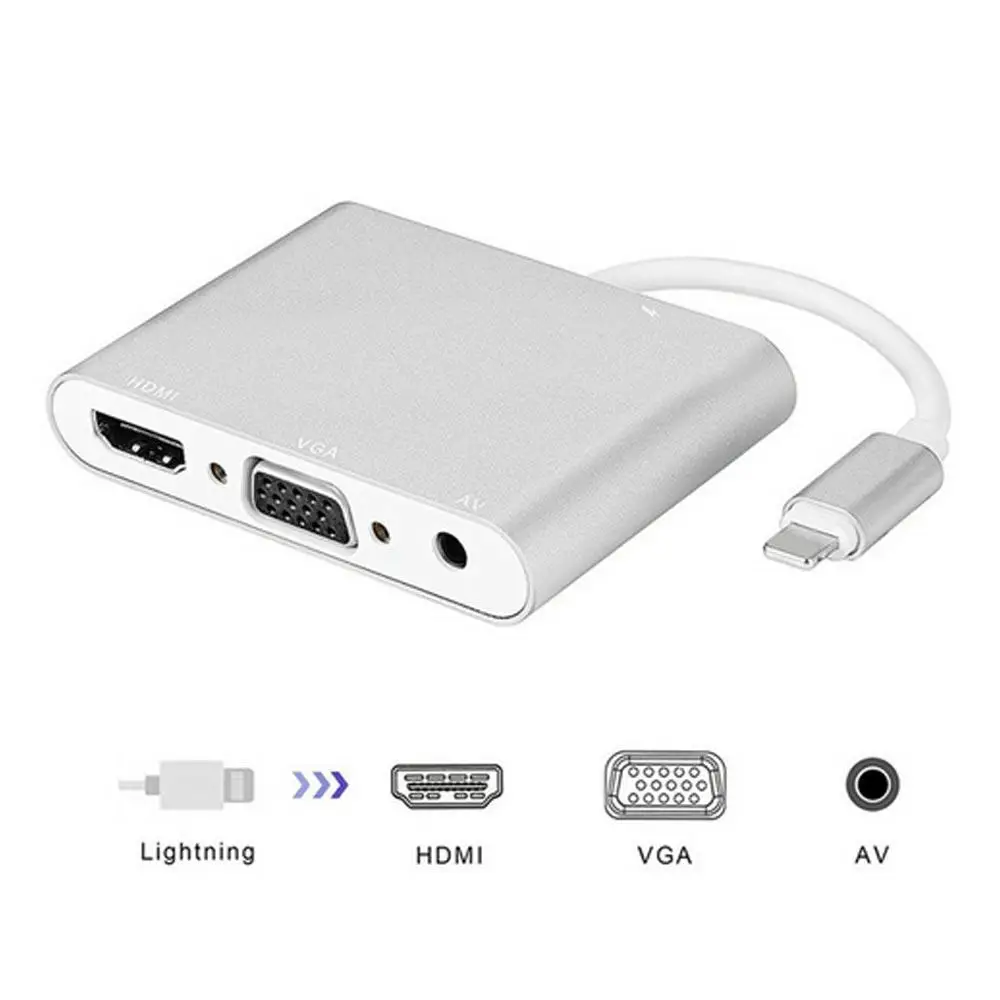 Адаптер Lighting to HDMI VGA AV адаптер 4 в 1 для iPhone X / 8 8Plus/7/7Plus/6/6s/6s Plus/5/чехол iPad с