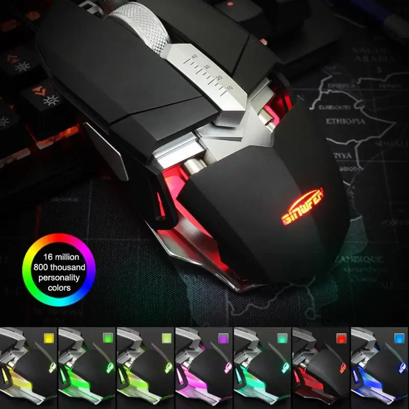 Professional LED Mouse USB Wired RGB Backlight One Key Switch 4000DPI Adjustable 9 Buttons Gaming Mice For Pro Gamer | Компьютеры и